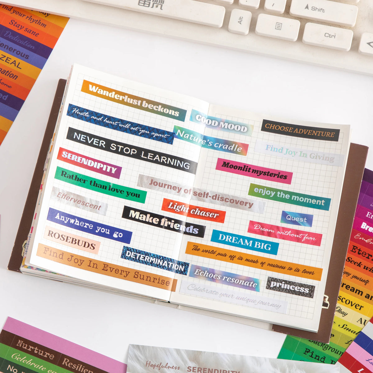 Motivational Quotes Sticker Book (1200pcs+) — Colorful Journaling Stickers & Creative Gift