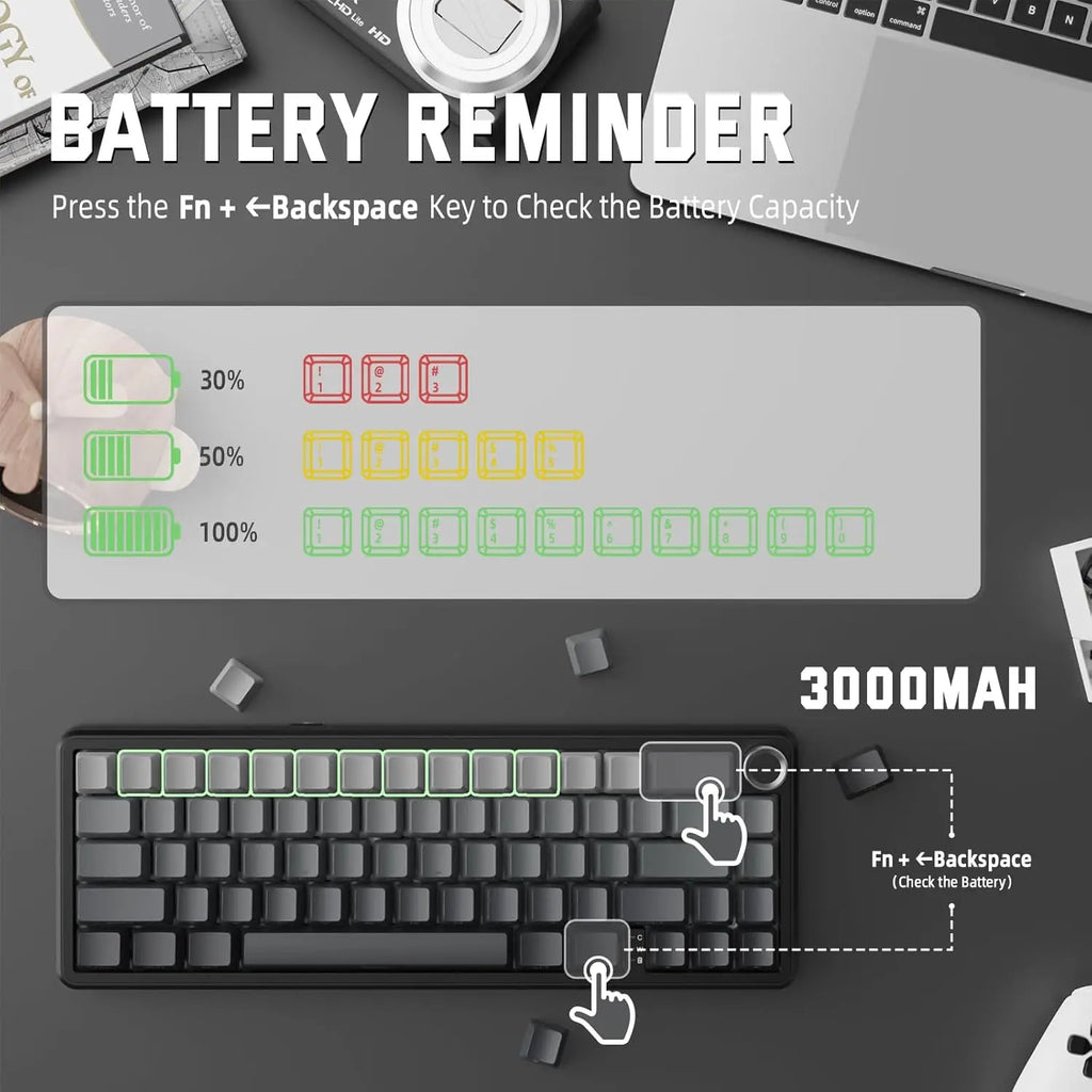 Attack Shark X66 65% Wireless Mechanical Keyboard – Hot-Swap, RGB, Gasket Mount, 3-Mode Connection