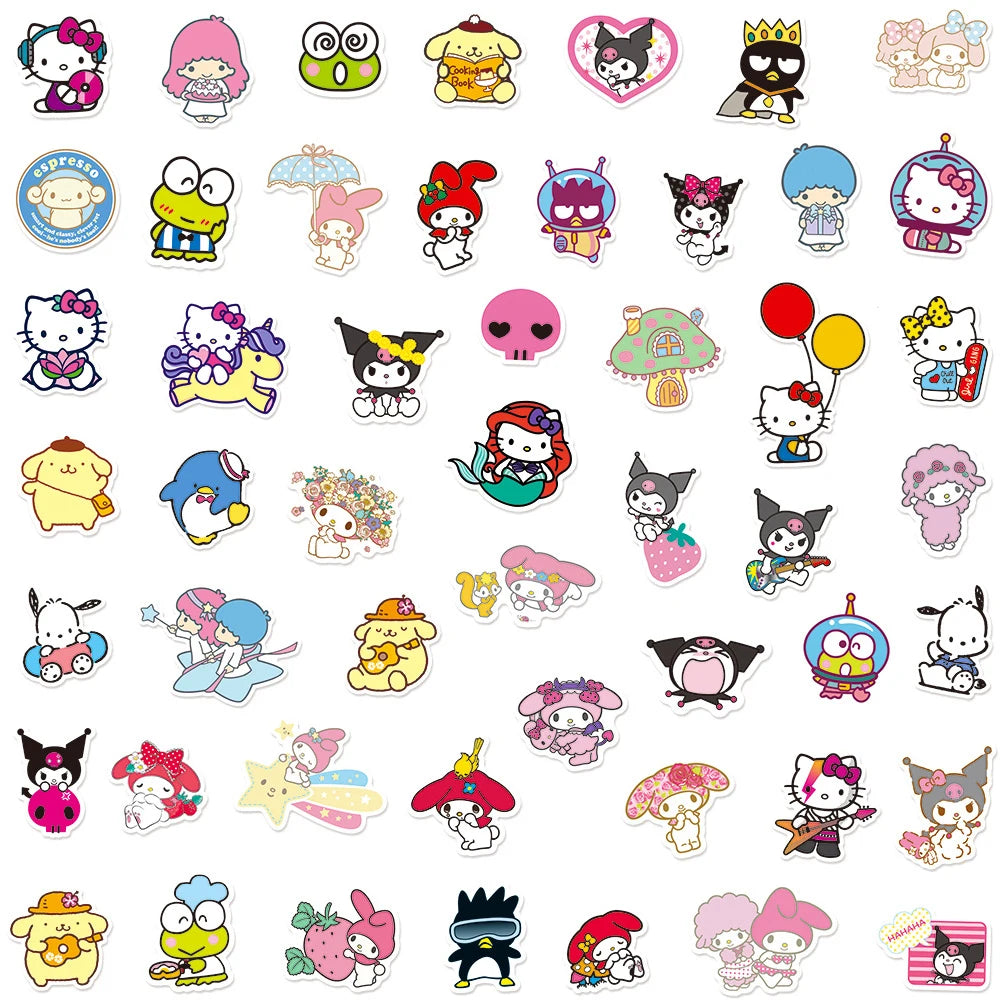 Kawaii Kuromi, My Melody & Hello Kitty Sticker Pack — Cute Sanrio Cartoon Decals (10/30/50/100pcs)