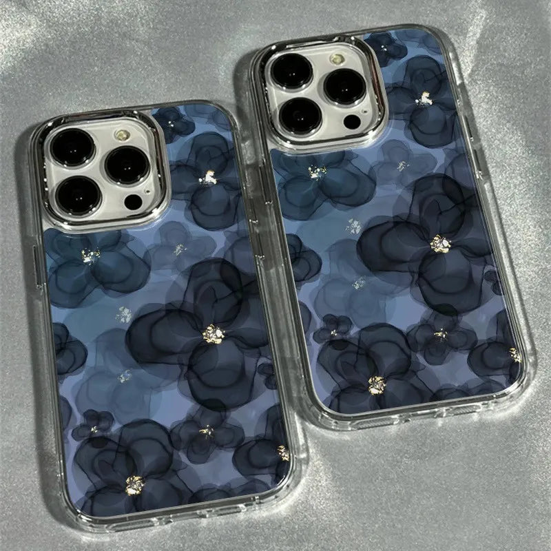 Clear Electroplated Floral Phone Case — Elegant Everyday Cover for iPhone 11–17