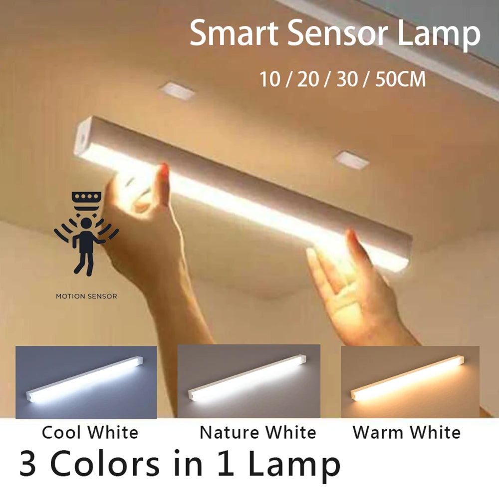 Wireless Motion Sensor LED Cabinet Light – USB Rechargeable, Magnetic Mount for Closet, Kitchen & Hallway