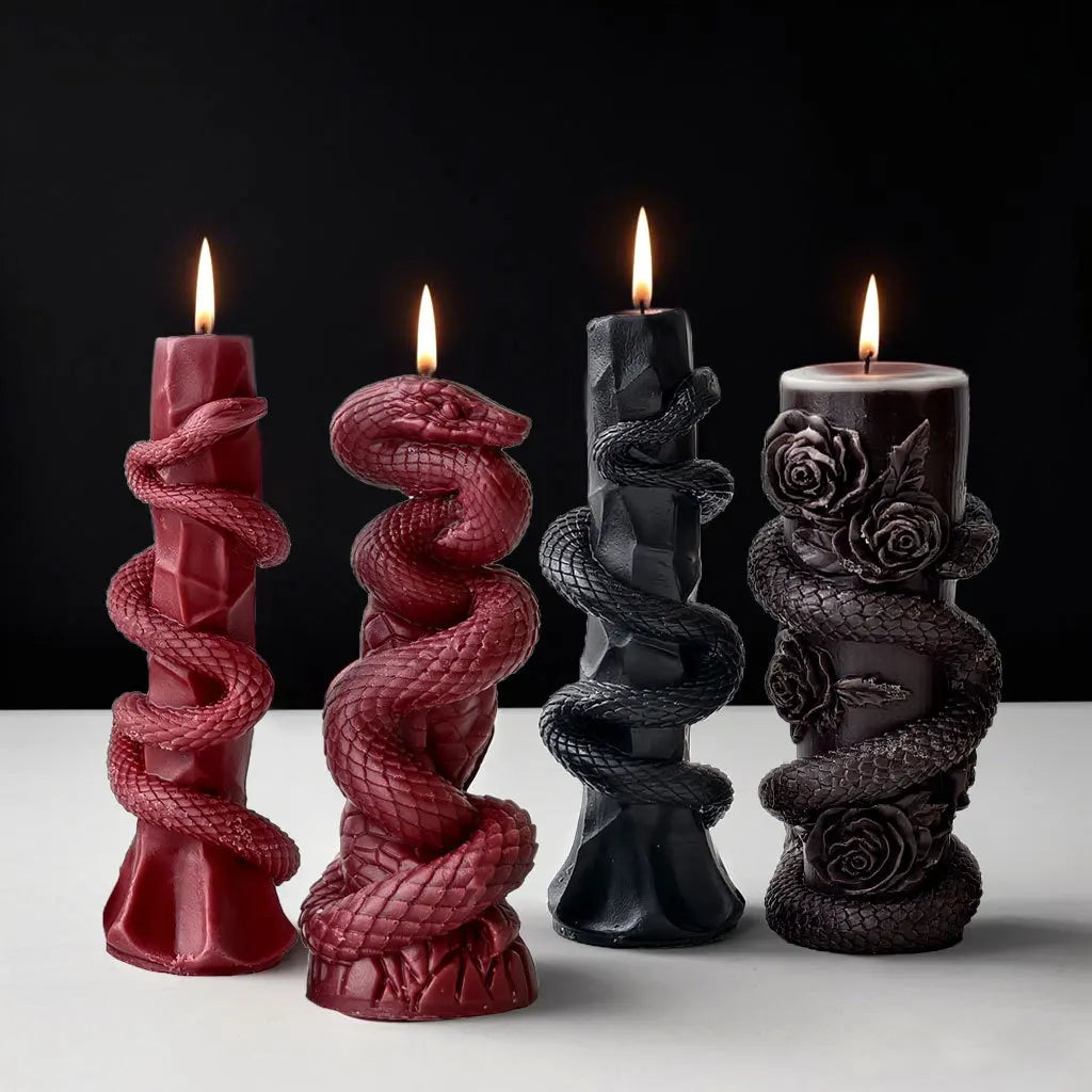 Snake Relief Pillar Candle Mold — Food Grade Silicone for Candles, Soap, Resin & More