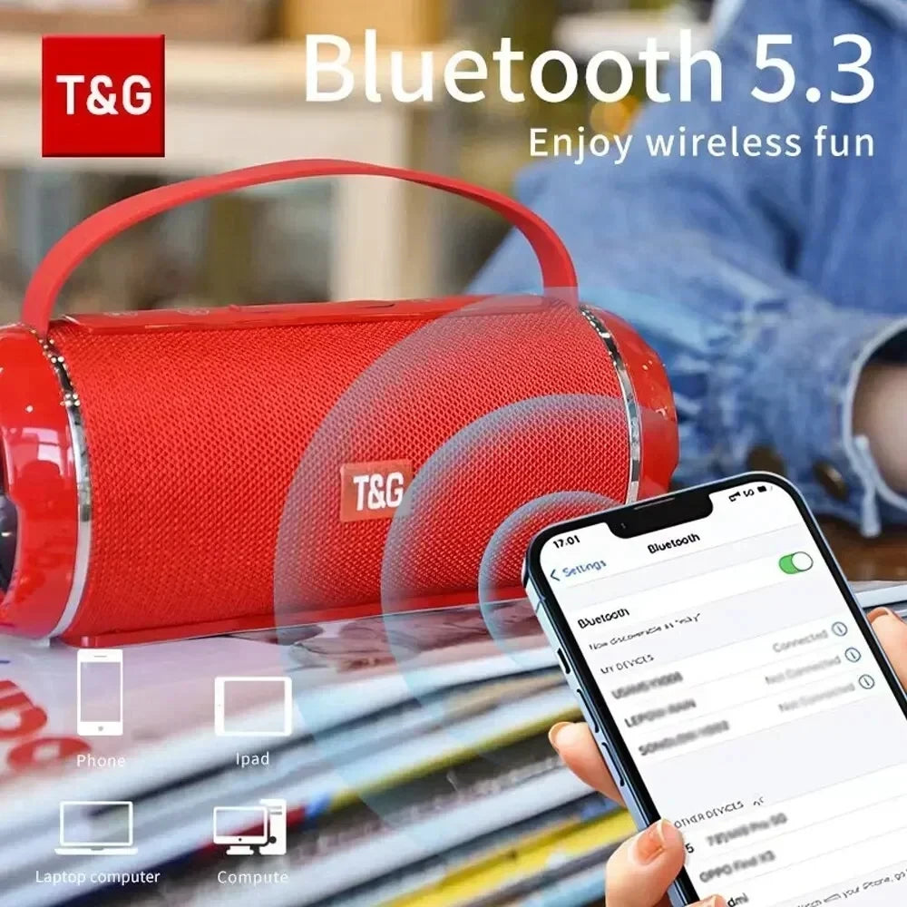 Portable Bluetooth Speaker with FM Radio – Wireless Waterproof Subwoofer Sound Box