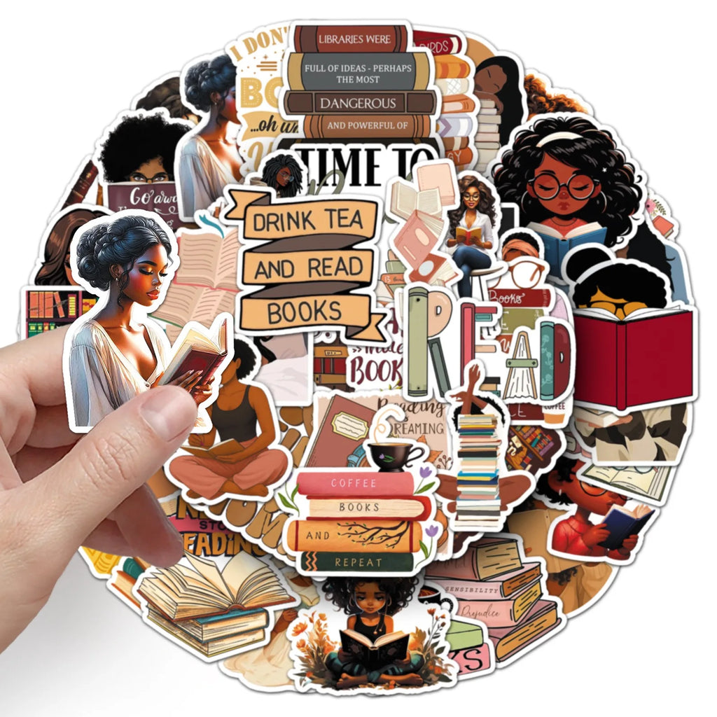 Black Girls Bookish Sticker Pack – 50pcs Reading & Book Lover Decals