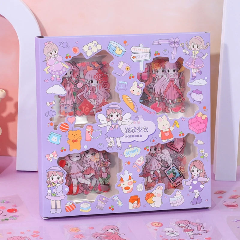 Kawaii PET Pattern Sticker Pack (20pcs) — Cute Cartoon DIY Decals for Handbooks, Scrapbooking & Stationery